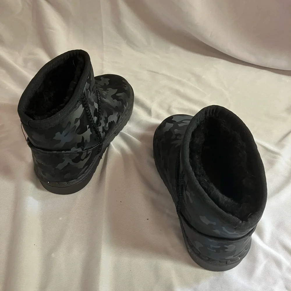 Black Camouflage Ankle Boots